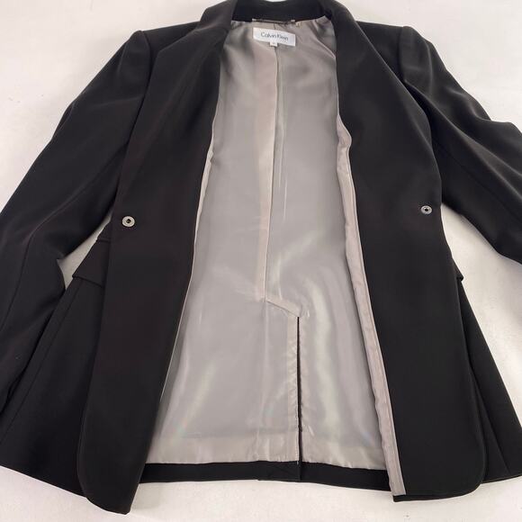 Calvin Klein Chocolate Brown Structured Blazer Pantsuit Sz 2 - Picture 13 of 13